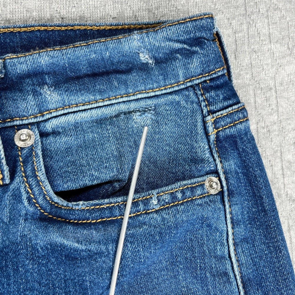 7 For All Mankind Dojo Bootcut Jeans Women 28x33.5 Blue Ultra High Rise Flare - Picture 15 of 16